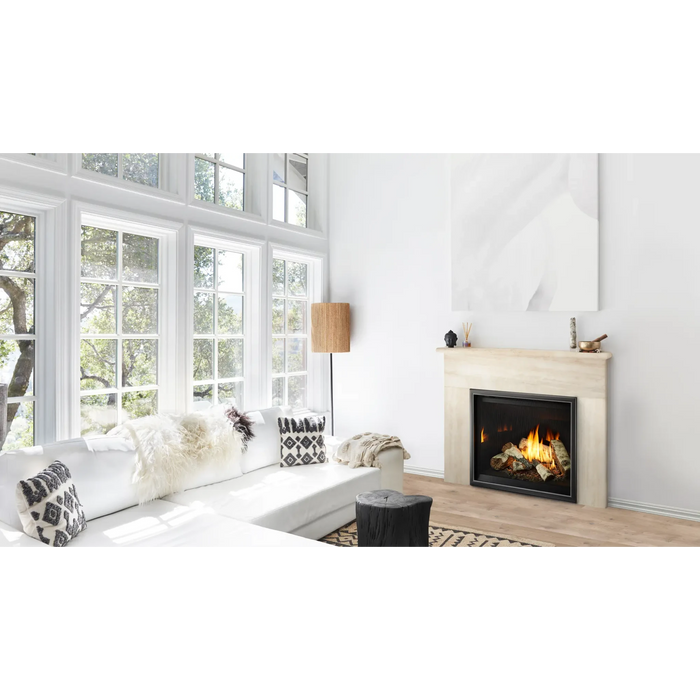 Heat & Glo 6KX 36" Direct Vent Gas Fireplace Top/Rear Vent with IntelliFire Touch ignition & Black Glass Liner & Birch Logs