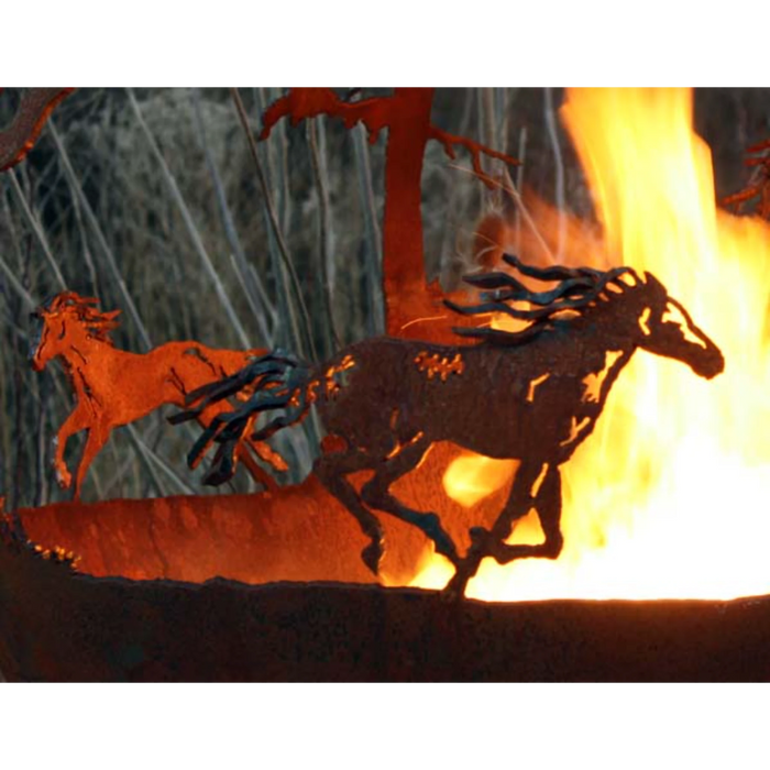 The Fire Pit Gallery Wildfire 37" Horse Themed Sphere Flat Steel Base 7010020-37F