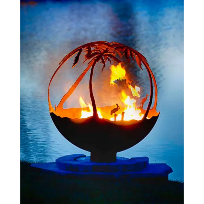 The Fire Pit Gallery Another Day in Paradise 37" Palm Tree Sphere Flat Steel Base 7010023-37F