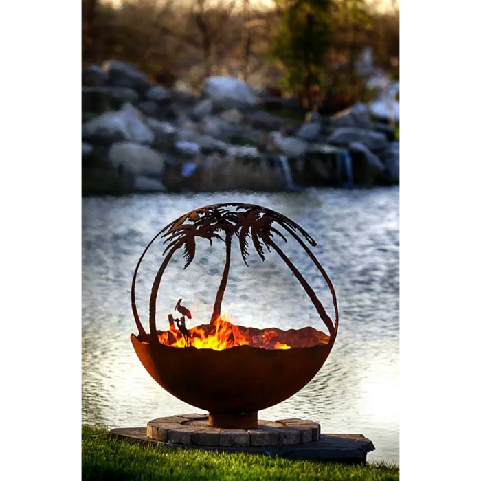 The Fire Pit Gallery Another Day in Paradise 37" Palm Tree Sphere Flat Steel Base 7010023-37F