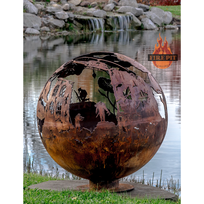 The Fire Pit Gallery Lest We Forget 37" Sphere Flat Steel Base 7010040-37F
