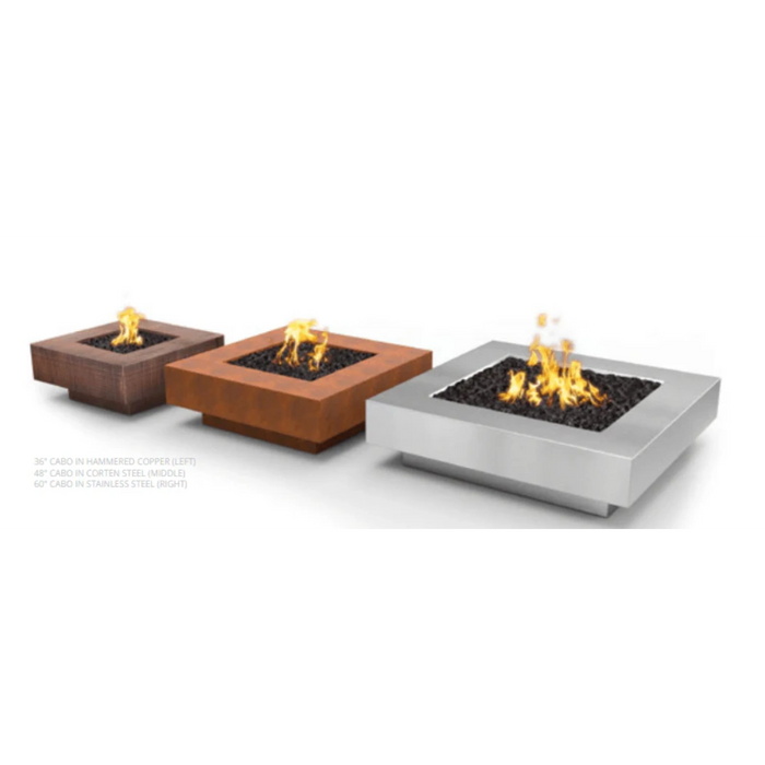 The Outdoor Plus Square Cabo Fire Pit 36" Copper, Low Voltage Electronic Ignition OPT-CBSQ36CPRE12V