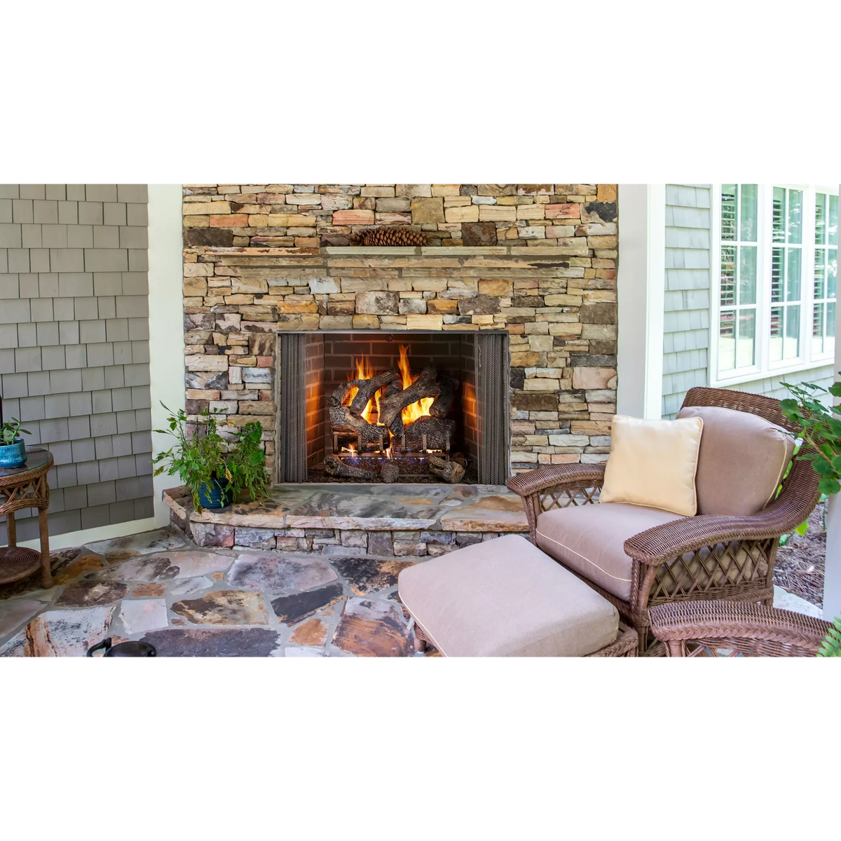 Majestic Cottagewood 42-Inch Gray Refractory Outdoor Wood-Burning Fireplace [ODCTGWD-42/H] (SAK13958)