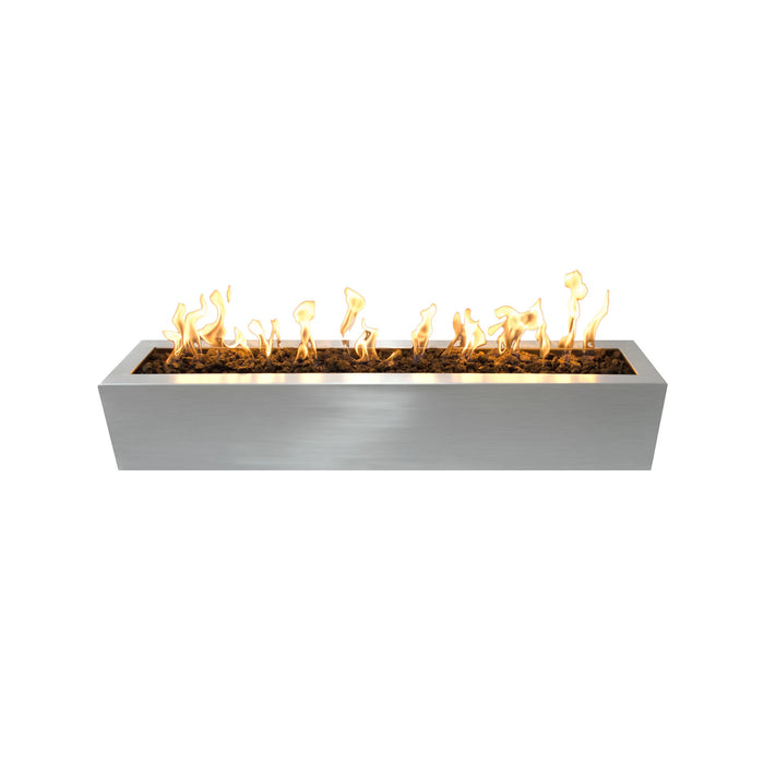 The Outdoor Plus Rectangular Eaves Fire Pit 72" Stainless Steel, Match Lit OPT-LBTSS72
