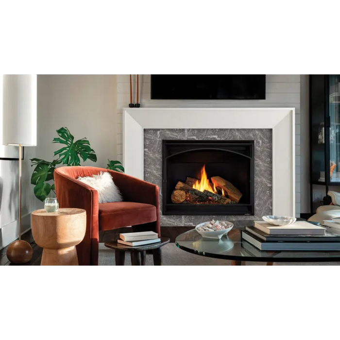Heat & Glo 8KX 42" Direct Vent Gas Fireplace Top/Rear Vent with IntelliFire Touch ignition & Large Traditional Serene Jute Refractory