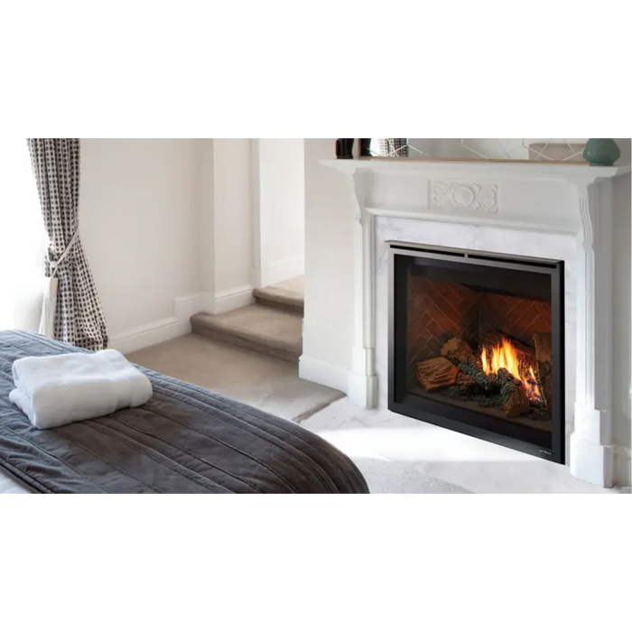 Heat & Glo 6KX 36" Direct Vent Gas Fireplace Top/Rear Vent with IntelliFire Touch ignition & Black Glass Liner & Birch Logs