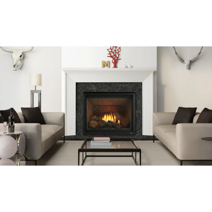 Heat & Glo 6KX 36" Direct Vent Gas Fireplace Top/Rear Vent with IntelliFire Touch ignition & Black Glass Liner & Birch Logs