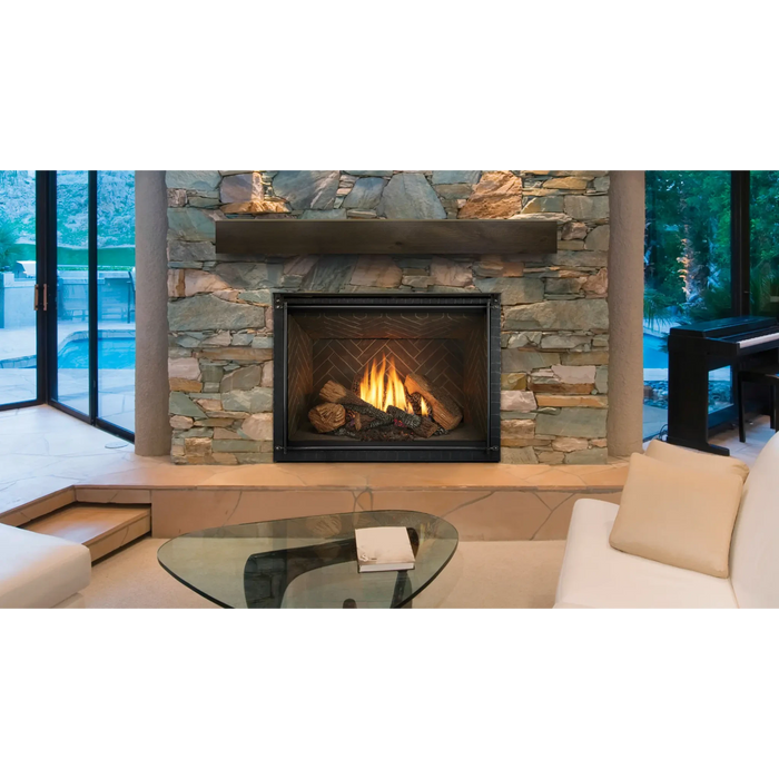 Heat & Glo 6KX 36" Direct Vent Gas Fireplace Top/Rear Vent with IntelliFire Touch ignition & Large Traditional Serene Jute Refractory