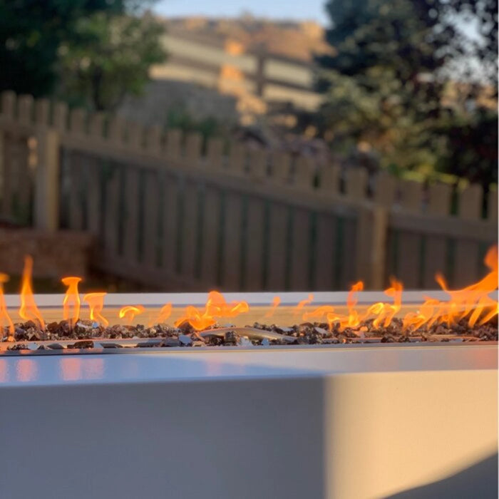 The Outdoor Plus Rectangular Pismo Fire Pit 84" Powder Coated Metal, Match Lit OPT-R8424PCR