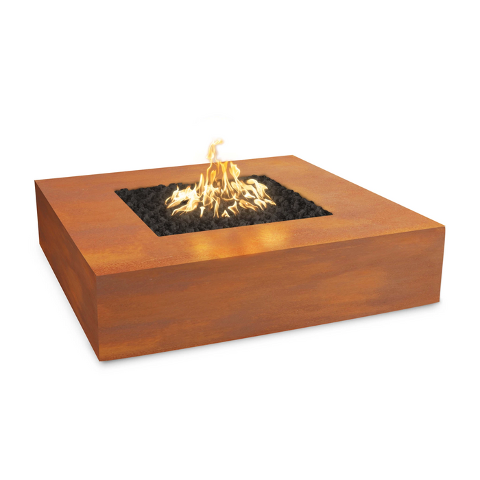 The Outdoor Plus Square Quad Fire Pit 42" Corten Steel, Low Voltage Electronic Ignition OPT-QDCS42E12V