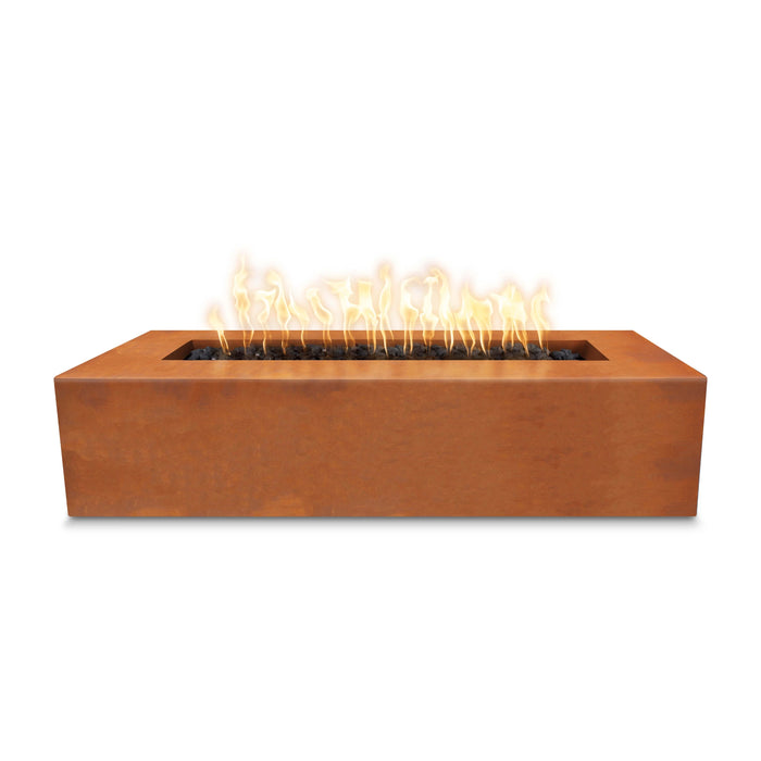 The Outdoor Plus Rectangular Regal Fire Pit 54" Corten Steel, Plug & Play Electronic Ignition OPT-RGLCS54EKIT