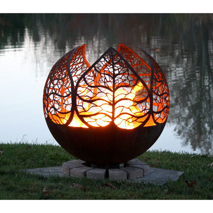 The Fire Pit Gallery Autumn Sunset 37" Leaf Sphere Flat Steel Base 7010028-37F