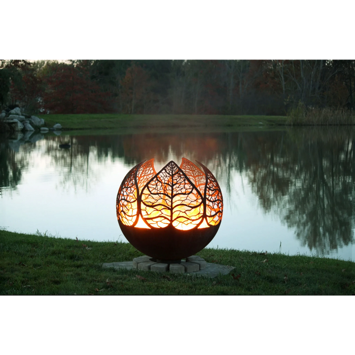The Fire Pit Gallery Autumn Sunset 37" Leaf Sphere Flat Steel Base 7010028-37F